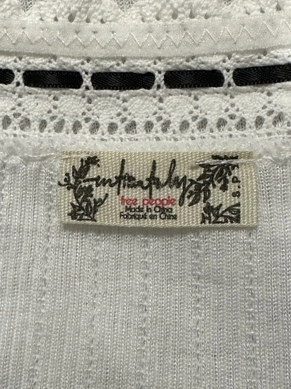 FREE PEOPLE INTIMATELY Only You Long Sleeve Pointelle White Size S NWOT
